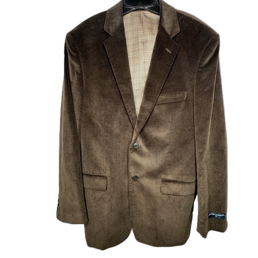 Saddlebred Corduroy Sport Coat Mens 40L Brown Blazer Jacket Cotton‎ NEW Academia